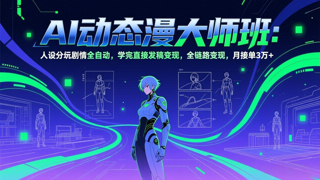 AI动态漫剧大师班:人设分镜剧情全自动,学完直接发稿变现,全链路变现,月接单3万+-白蛇网赚